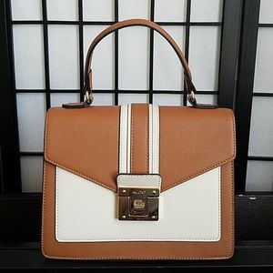 Aldo Brown and White Leather Handbag